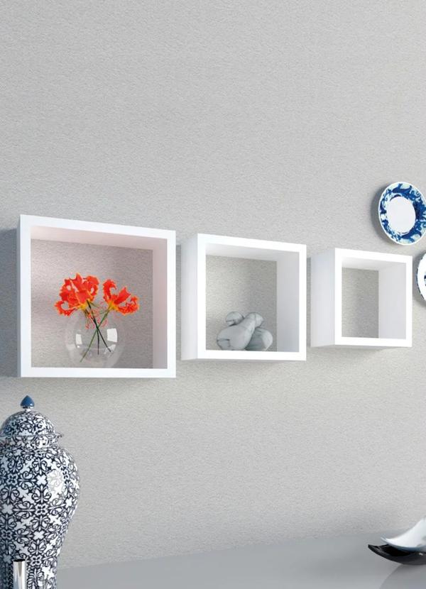 Lar e Lazer - Jogo de Nichos Decorativos Branco 3 Peças