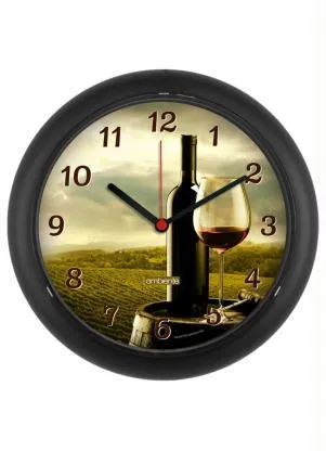 Lar e Lazer - Relógio de Parede Redondo Preto Vinho - LAR E LAZER