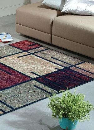 Lar e Lazer - Tapete Antiderrapante Geométrico 100x150 cm - LAR E LAZER