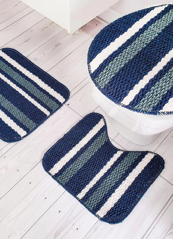 Lar e Lazer - Jogo de Banheiro Azul 3 Peças