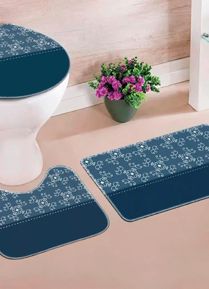 Lar e Lazer - Jogo de Banheiro Azul 3 Peças - LAR E LAZER