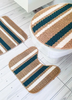 Lar e Lazer - Jogo de Banheiro Bege 3 Peças - LAR E LAZER