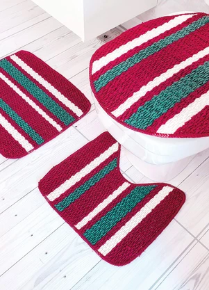 Lar e Lazer - Jogo de Banheiro Bordô 3 Peças - LAR E LAZER