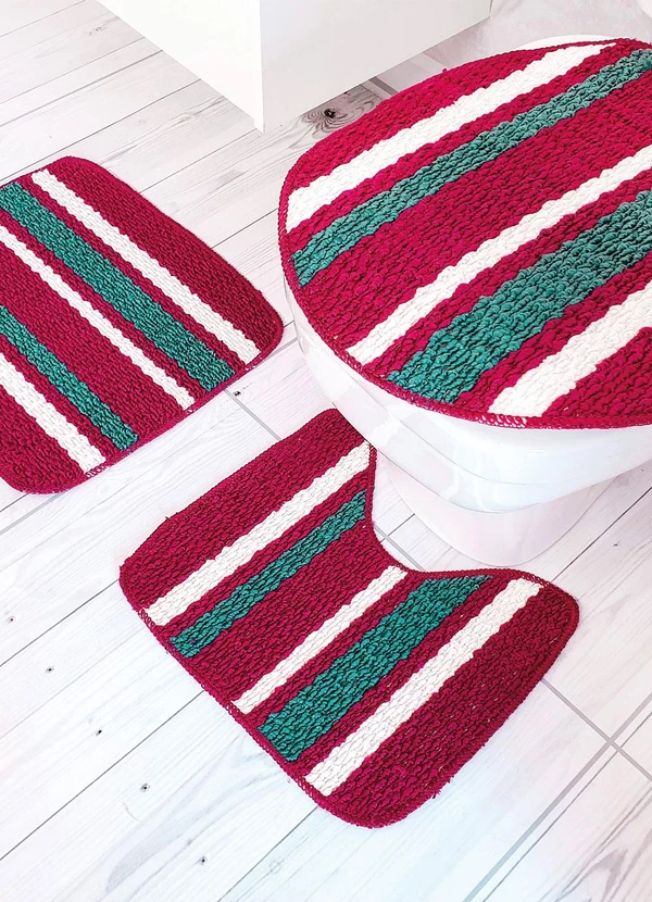 Lar e Lazer - Jogo de Banheiro Bordô 3 Peças