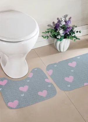 Lar e Lazer - Jogo de Banheiro Corações Cinza 2 Peças - LAR E LAZER