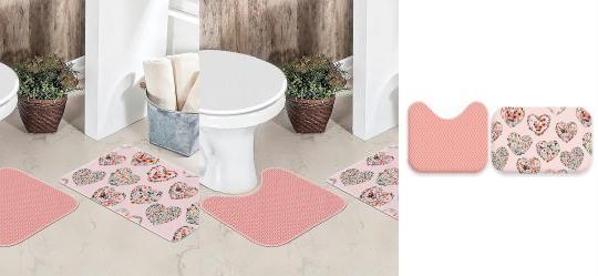 Jogo de Banheiro Cora��es Florais 2 Pe�as