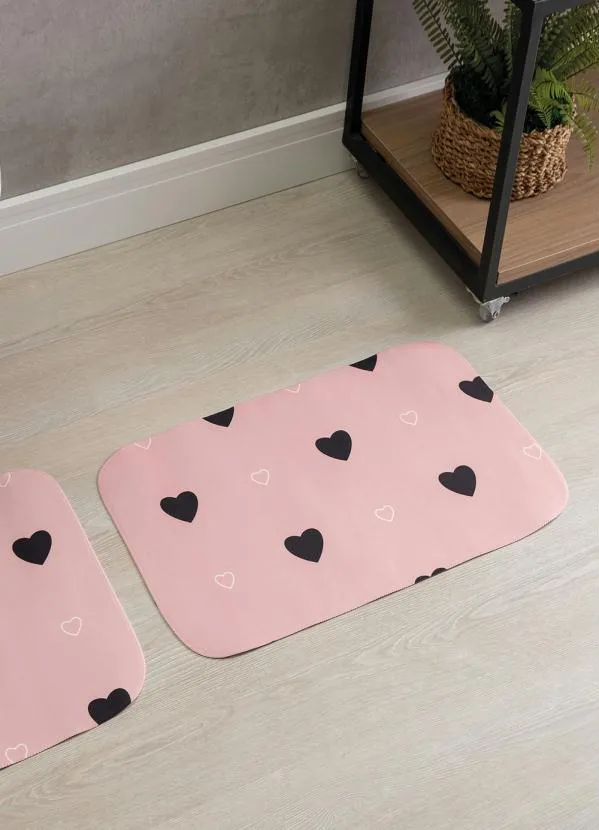 Lar e Lazer - Jogo de Banheiro Corações Rosa 2 Peças 2