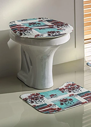 Lar e Lazer - Jogo de Banheiro Floral 3 Peças - LAR E LAZER
