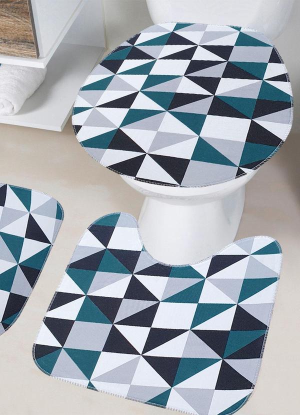 Lar e Lazer - Jogo de Banheiro Geométrico Verde 2 Peças 3