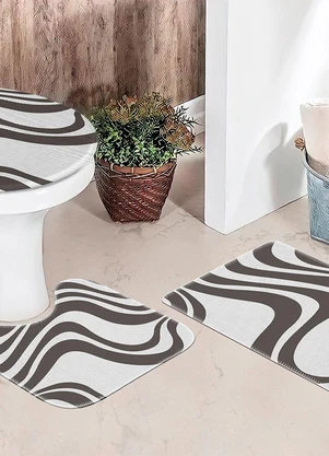 Lar e Lazer - Jogo de Banheiro Listras 3 Peças - LAR E LAZER