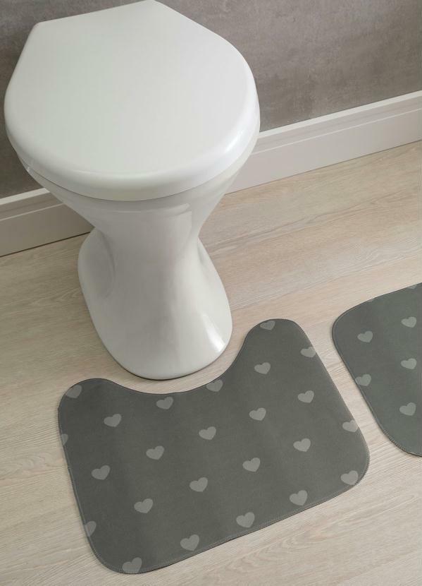 Lar e Lazer - Jogo de Banheiro Mini Corações Cinza 2 Peças