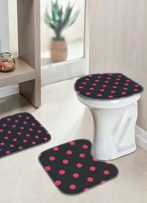 Lar e Lazer - Jogo de Banheiro Poá Preto 3 Peças - LAR E LAZER