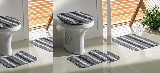 Jogo de Banheiro Preto e Cinza 3 Peas