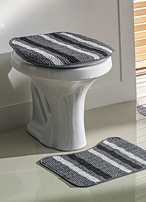 Lar e Lazer - Jogo de Banheiro Preto e Cinza 3 Peças 2