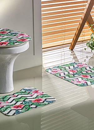 Lar e Lazer - Jogo de Banheiro Tropical 3 Peças - LAR E LAZER