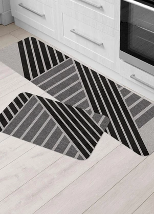 Lar e Lazer - Jogo de Tapetes Cozinha Carbono 2 Peças - LAR E LAZER