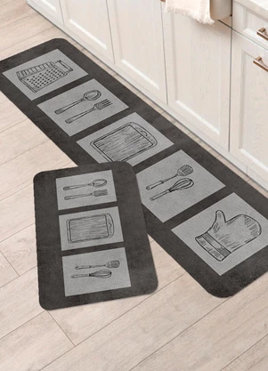 Lar e Lazer - Jogo de Tapetes Cozinha Culinária 2 Peças - LAR E LAZER