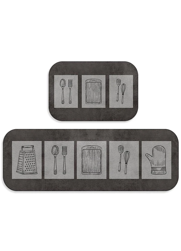 Lar e Lazer - Jogo de Tapetes Cozinha Culinária 2 Peças 2