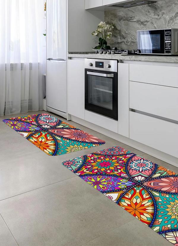 Lar e Lazer - Jogo de Tapetes Cozinha Mandalas 2 Peças