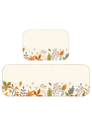 Lar e Lazer - Jogo Tapete de Cozinha Floral Branca 2 Peças - LAR E LAZER