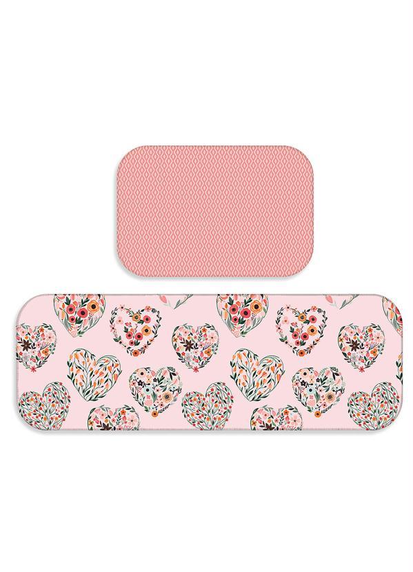 Lar e Lazer - Jogo Tapetes de Cozinha Corações Florais 2 Peças 3