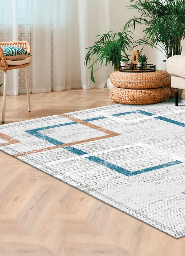 Lar e Lazer - Tapete Abstrato Azul 100x135 cm 2