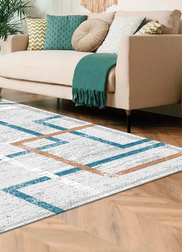 Lar e Lazer - Tapete Abstrato Azul 100x135 cm 3