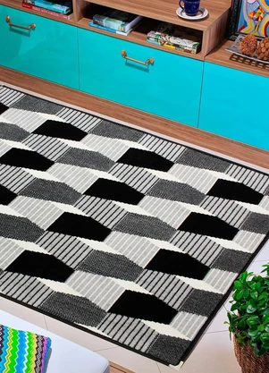 Lar e Lazer - Tapete Antiderrapante Preto 100x150 cm - LAR E LAZER