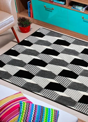 Lar e Lazer - Tapete Antiderrapante Preto 100x150 cm - LAR E LAZER