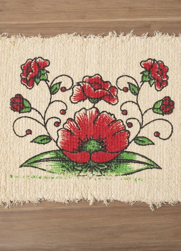 Lar e Lazer - Tapete de Piso Fio Cru Floral 40x60 cm