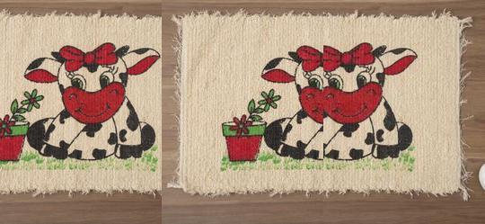 Tapete de Piso Fio Cru Vaquinha 40x60 cm