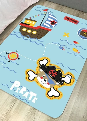 Lar e Lazer - Tapete Infantil Antiderrapante Piratas 95x130 cm - LAR E LAZER