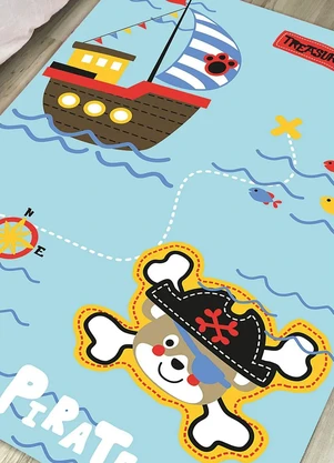 Lar e Lazer - Tapete Infantil Antiderrapante Piratas 95x130 cm - LAR E LAZER