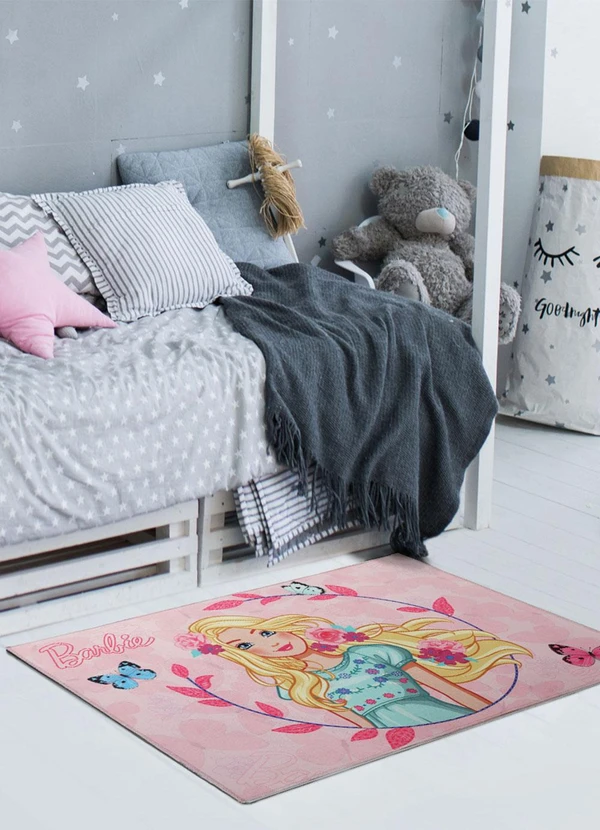 Jolitex - Tapete Infantil Barbie Borboletas 70x100 cm
