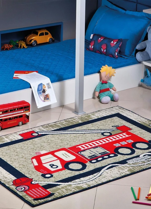Lar e Lazer - Tapete Infantil Bombeiro 100x150 cm