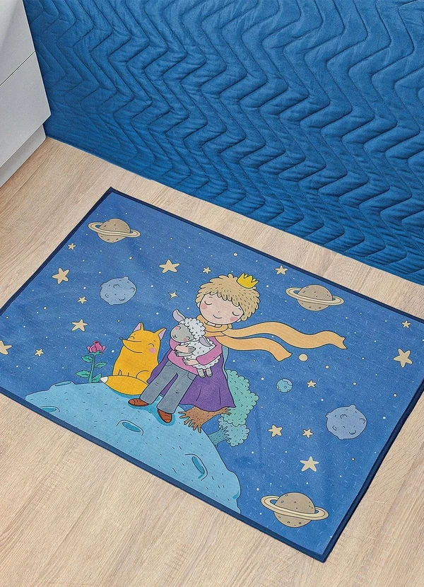 Lar e Lazer - Tapete Infantil Veludo Príncipe 85x55 cm
