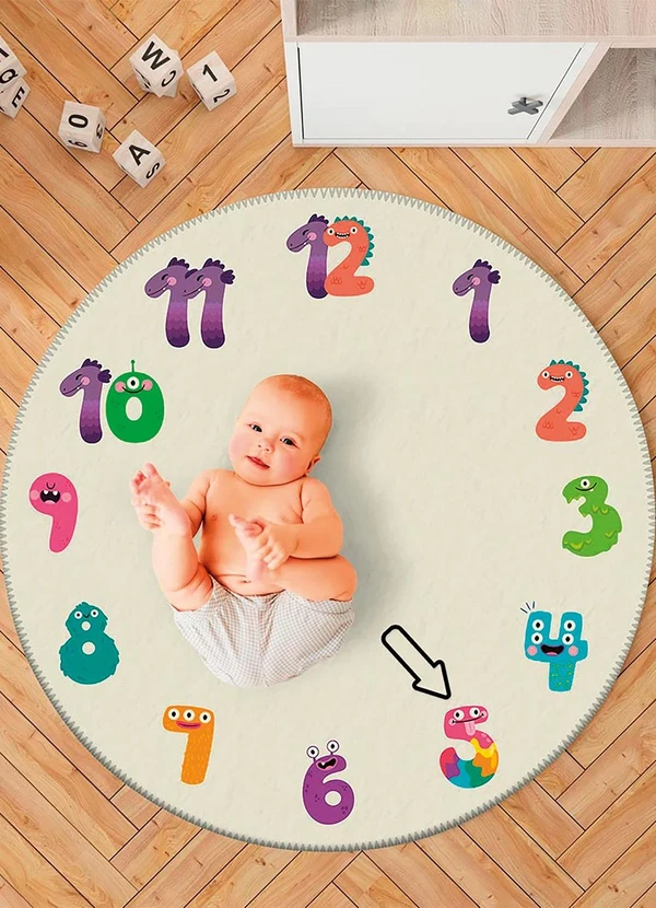 Lar e Lazer - Tapete Mesversário Redondo Números 84 cm