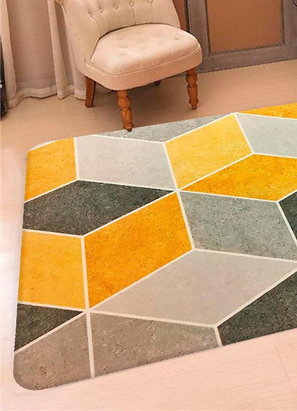 Lar e Lazer - Tapete Sala Illusion Yellow 100x140 cm 2