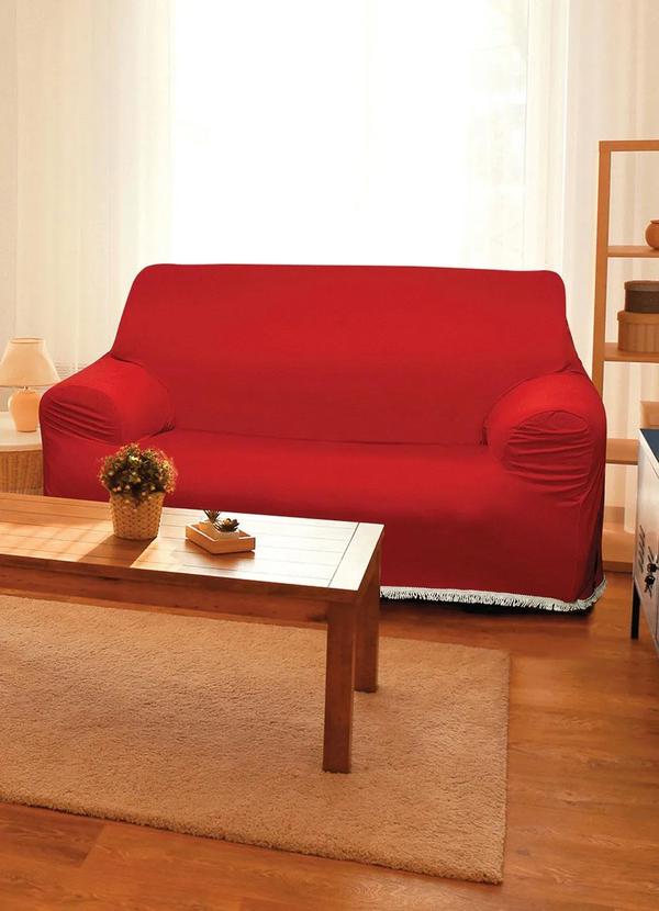 Lar e Lazer - Capa para Sofá 2 e 3 Lugares Vermelha 2 Peças 2