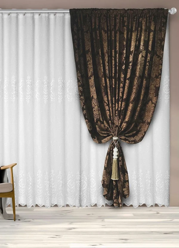 Lar e Lazer - Xale Jacquard Marrom 280x230 cm 3