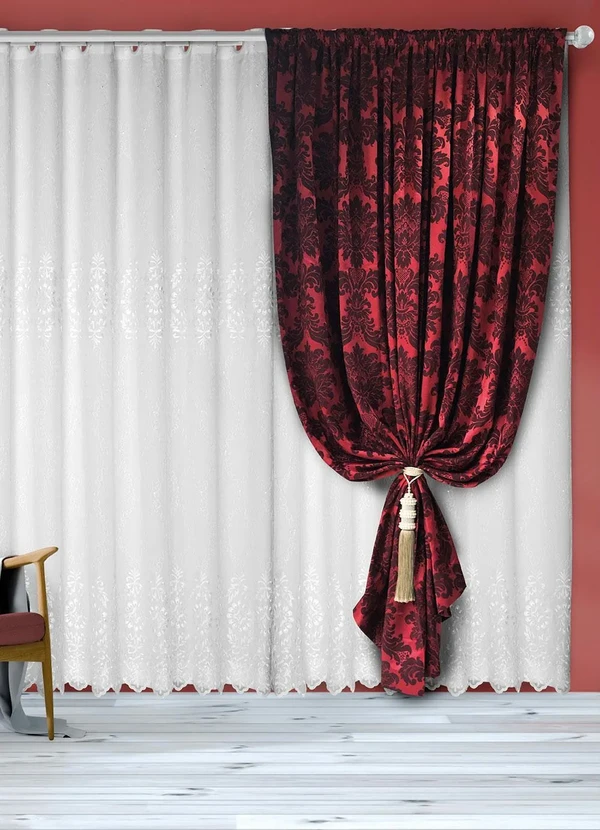 Lar e Lazer - Xale Jacquard Vermelho 280x230 cm 3