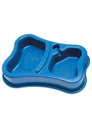 Lar e Lazer - Comedouro Duplo Azul 1 Peça - LAR E LAZER