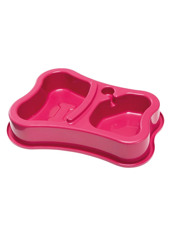 Lar e Lazer - Comedouro Duplo Rosa 1 Peça