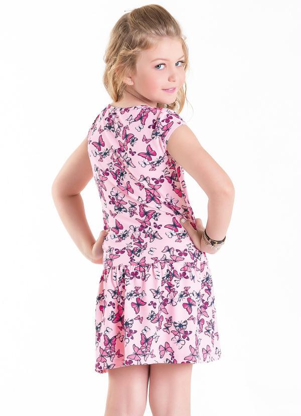 Outlet - Vestido Infantil Rosa com Borboletas 2