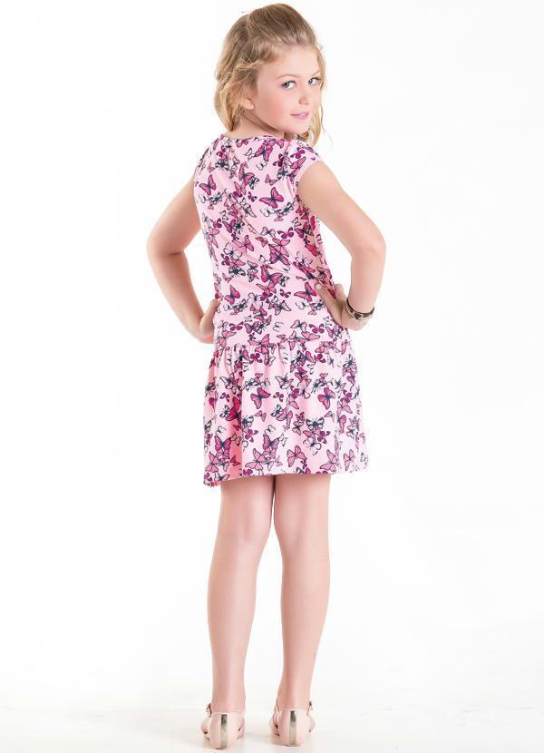 Outlet - Vestido Infantil Rosa com Borboletas 4