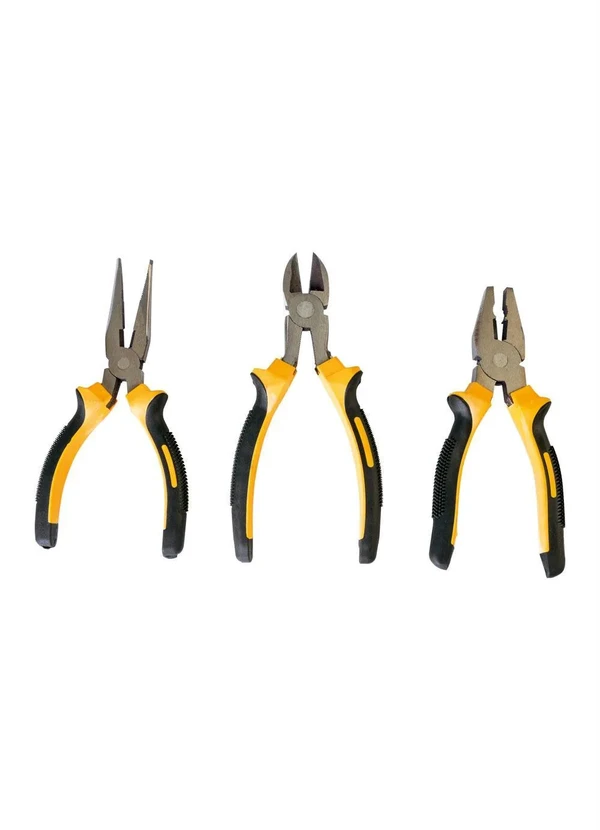 Mundo Lar - Kit Alicates Metal Cabo em Plástico 3 Peças