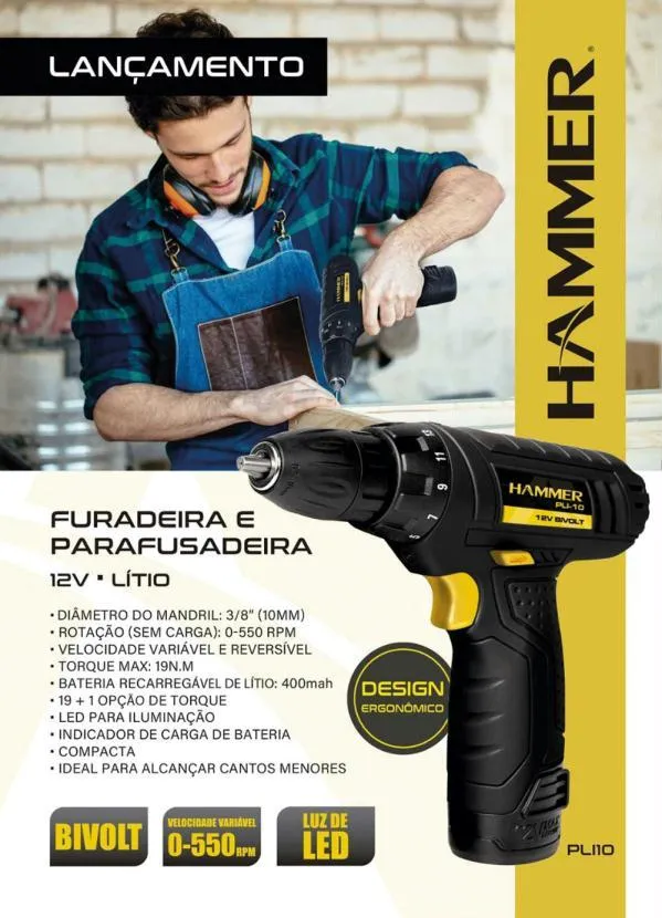 Lenoxx - Parafusadeira de Litio Hammer 2