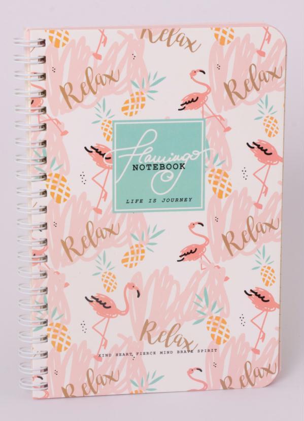 Quintess - Caderno Flamingos e Abacaxi Branco