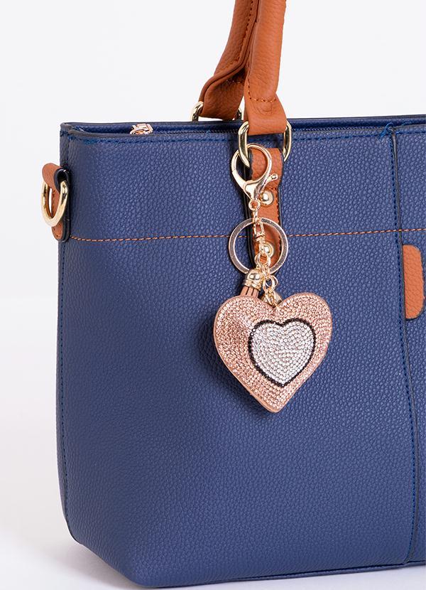 Quintess - Chaveiro de Coração com Strass Prata e Rose 2