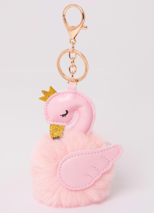 Quintess - Chaveiro Flamingo Rosa com Detalhe Dourado